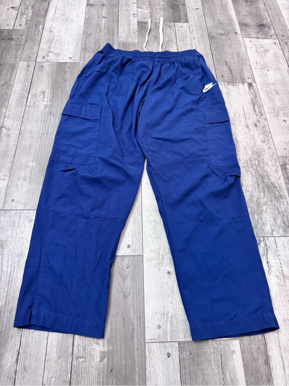 Nike Men's Club Woven Cargo Pants Blue XL Athletic Drawstring Elastic